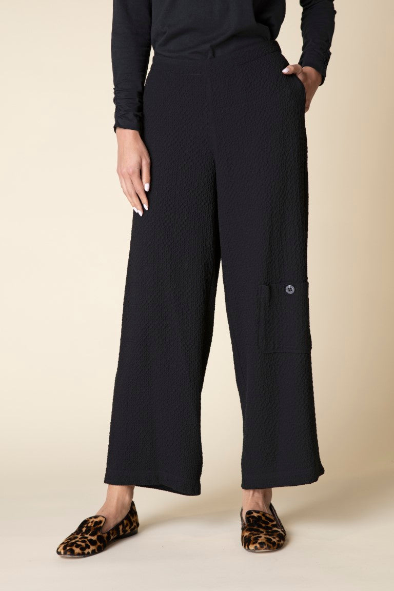 Crinkle Crepe Solid Flat Front Ankle Pant