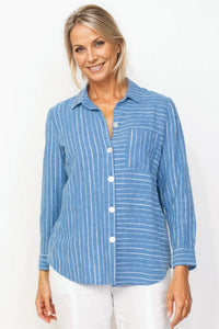 Linen Stripe Patch Pocket Shirt