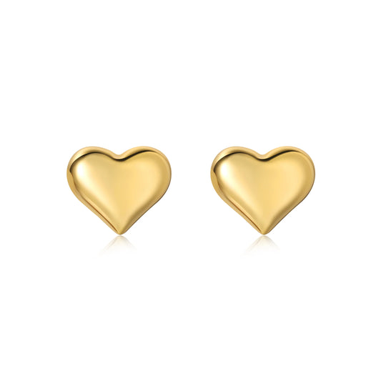 Puffy Heart Studs - Gold