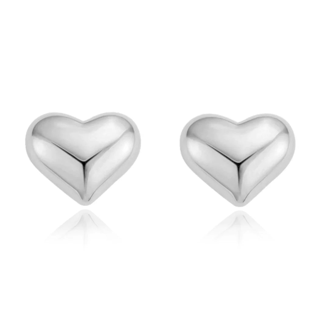 Puffy Heart Stud - Silver