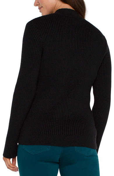 Long Sleeve Mock Neck Cable Sweater