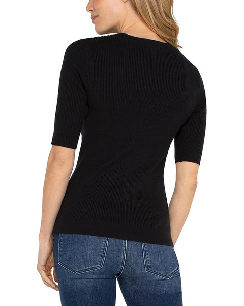 Elbow Sleeve Crew Neck Sweater