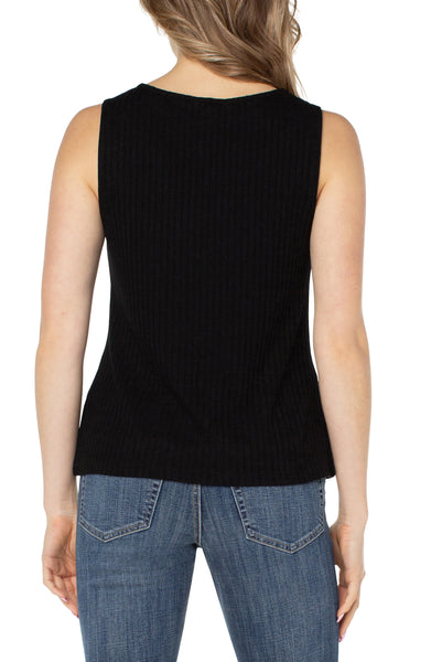 Sleeveless Boat Neck Rib Top