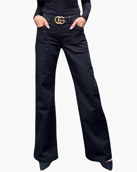 Rose Cargo Black Denim Pant