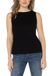 Sleeveless Boat Neck Rib Top