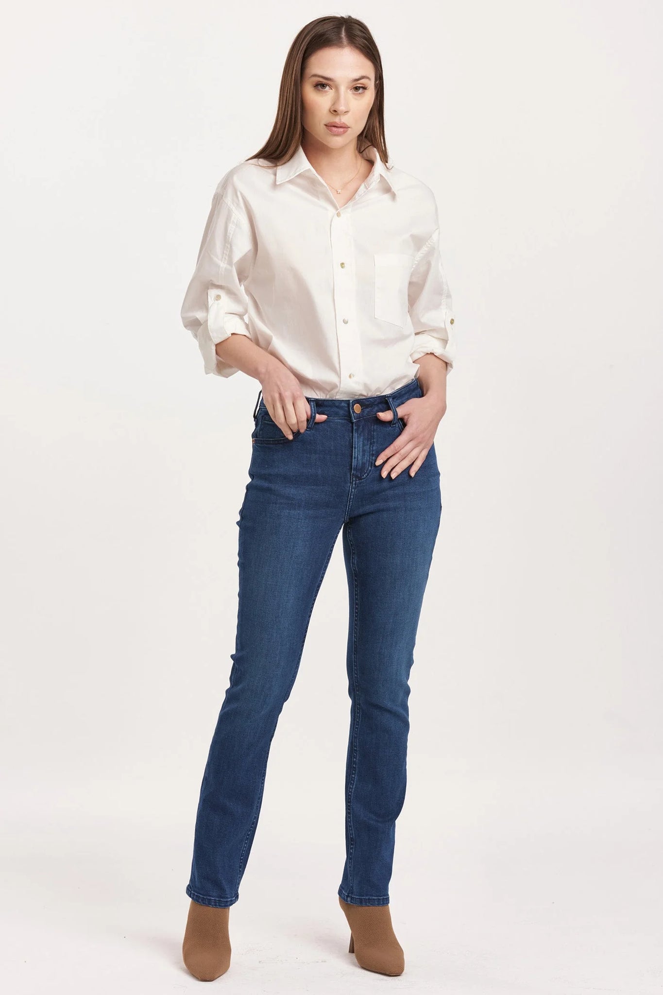 Blaire Mid Rise Slim Straight Jeans