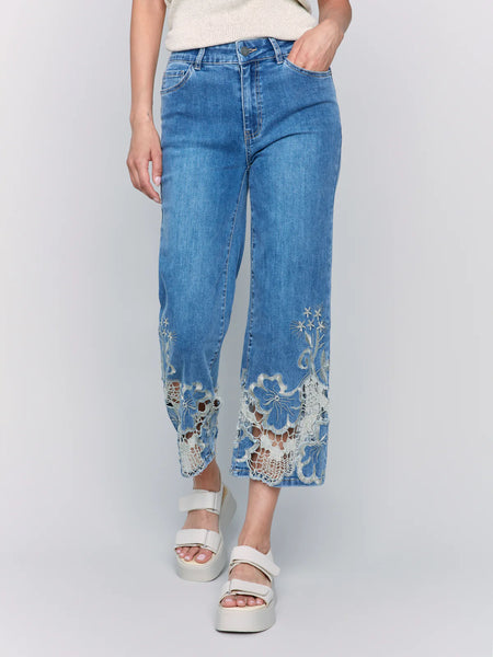 Flare Leg Jean with Lace Side