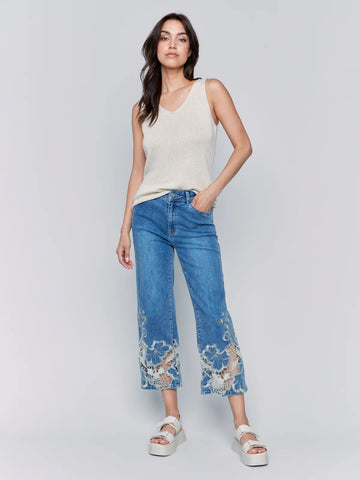 Flare Leg Jean with Lace Side