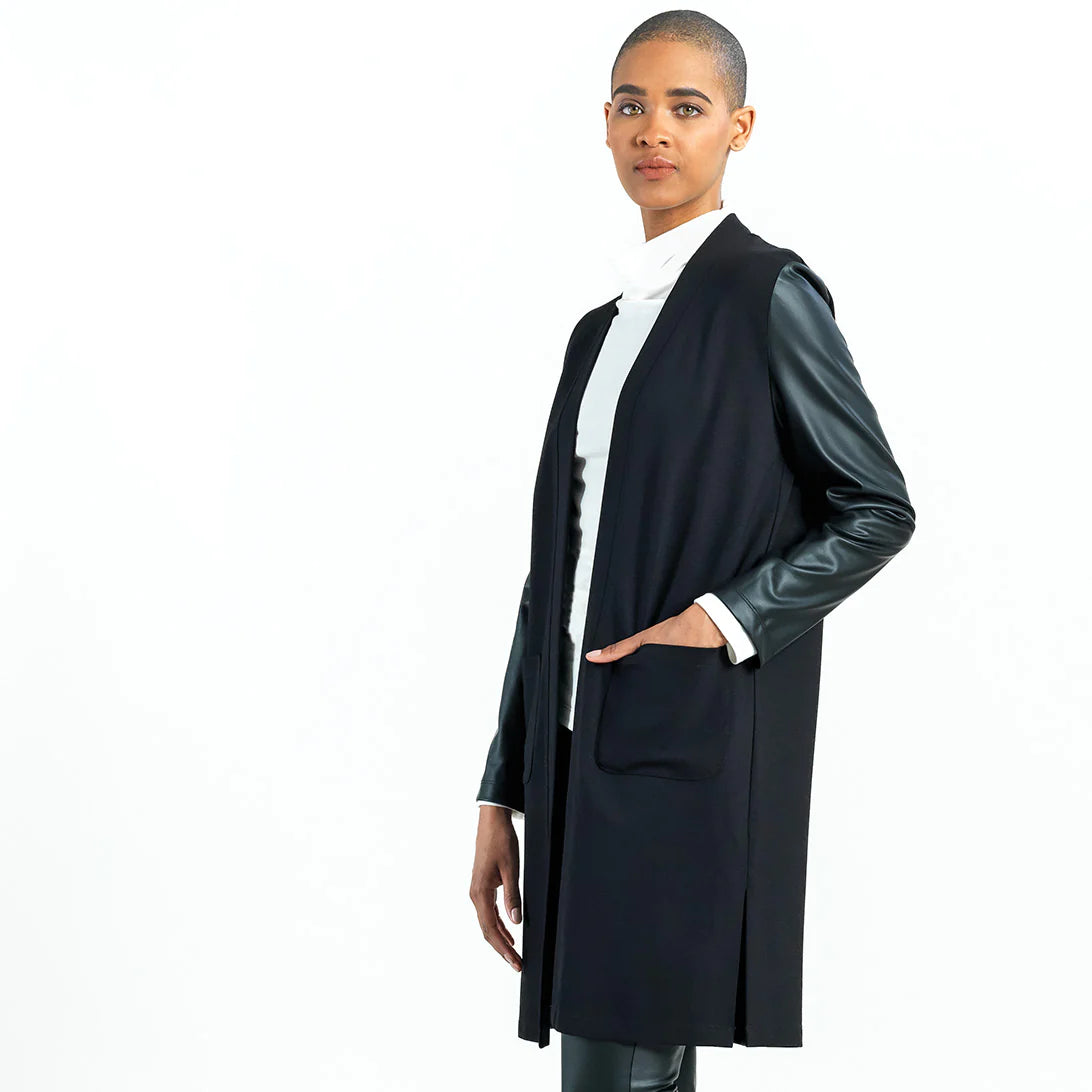 Ponte Knit - Liquid Leather Cardigan