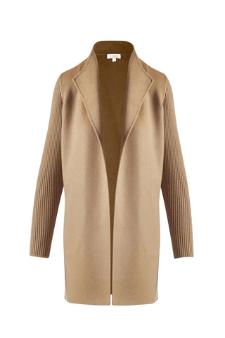 Rib Sleeve Coat in Camel