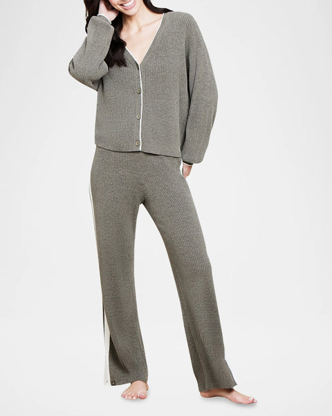 CozyChic Ultra Lite Contrast Ribbed Cardigan