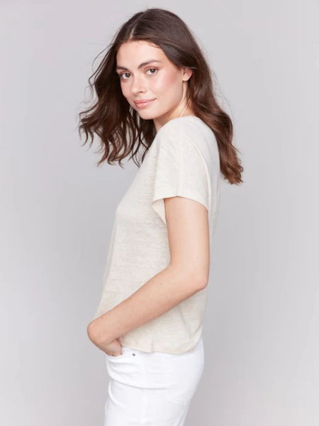 Split Neck Dolman Short Sleeve Top