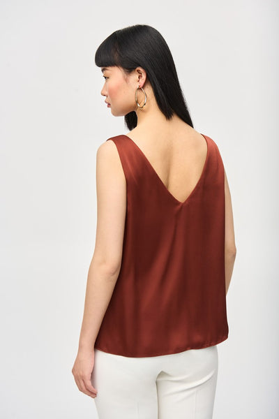 Satin Vneck Straight Top