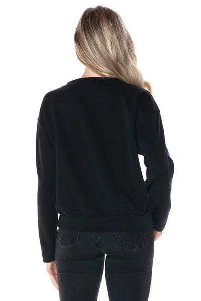 Crew Neck with Pleather Sleeve