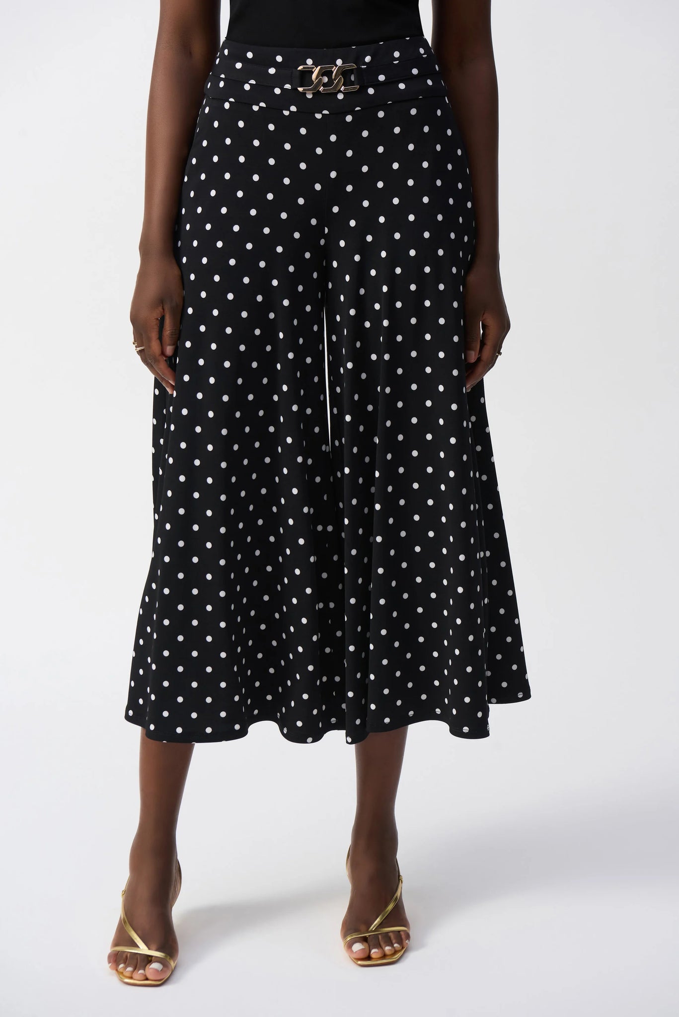 Silky Knit Dot Print Culotte Pants