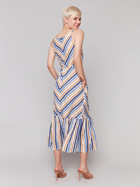 Striped Maxi Woven Dress with Sash