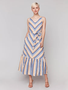 Striped Maxi Woven Dress with Sash