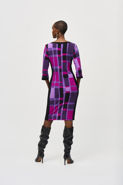 Silky Plaid Print Sheath Dress