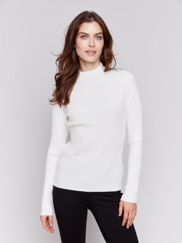 Ribbed Knit Mock Neck Sweater