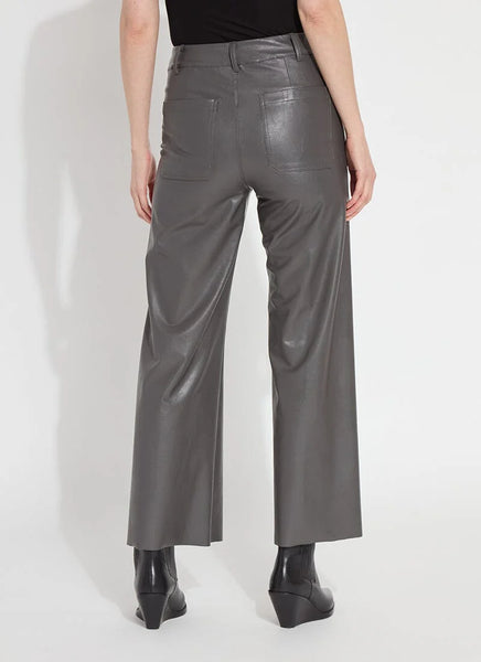 Hi Waist Vegan Leather Wide Leg