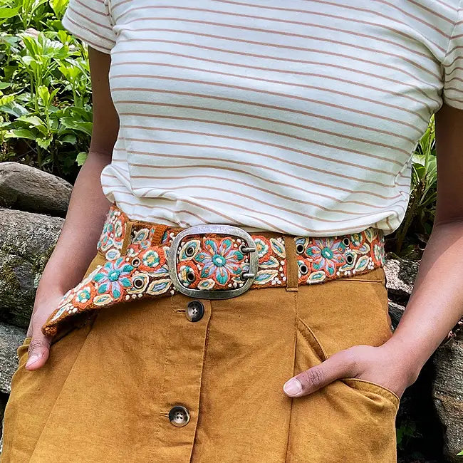 Floral Embroidered Belt