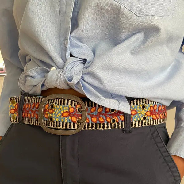 Growing Season Floral Embroidered Belt