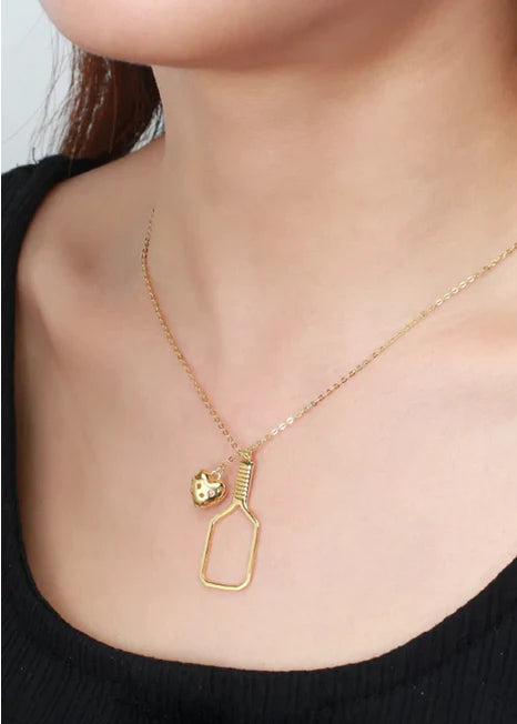 Pickleball Love Gold Heart Necklace