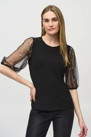 Top with Embellished Sleeves