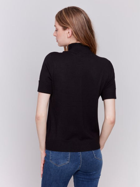 Short Sleeve Mock Neck Sweater