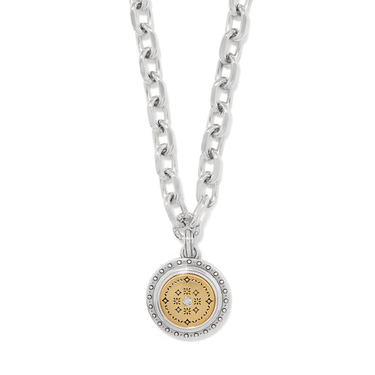 Mosaic Round 2 Tone Pendant Necklace