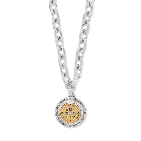 Mosaic Round 2 Tone Pendant Necklace