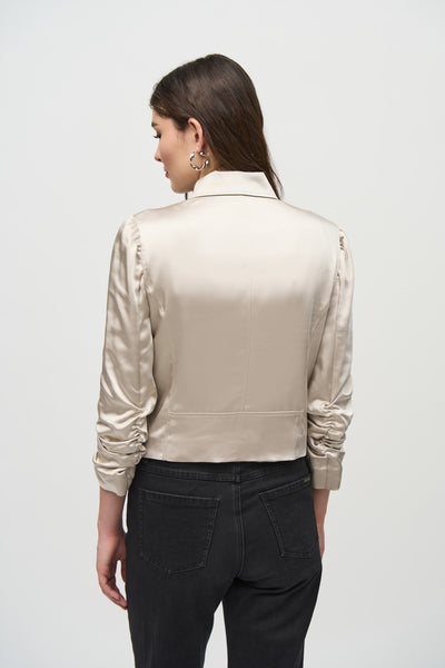 Satin Moto Jacket w/ Zippers