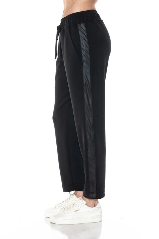 Straight Leg Pant with Pleather Detail