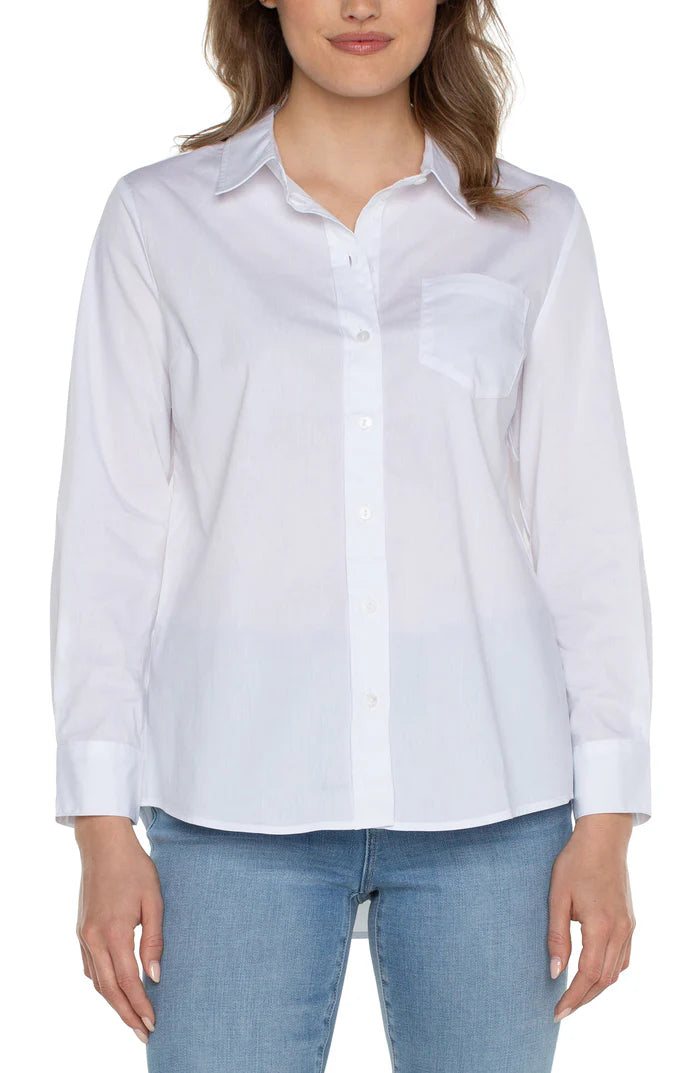 Classic Fit Button Front Poplin Shirt