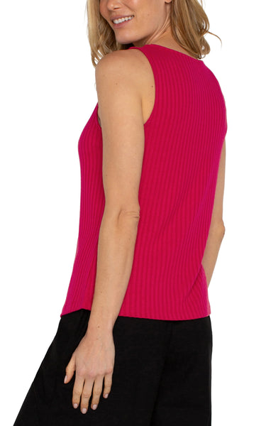 Sleeveless Boat Neck Rib Top