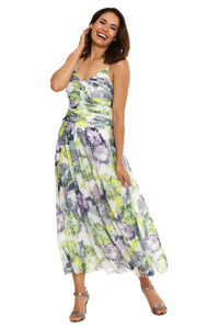 V-Neck Ruched Maxi Dress