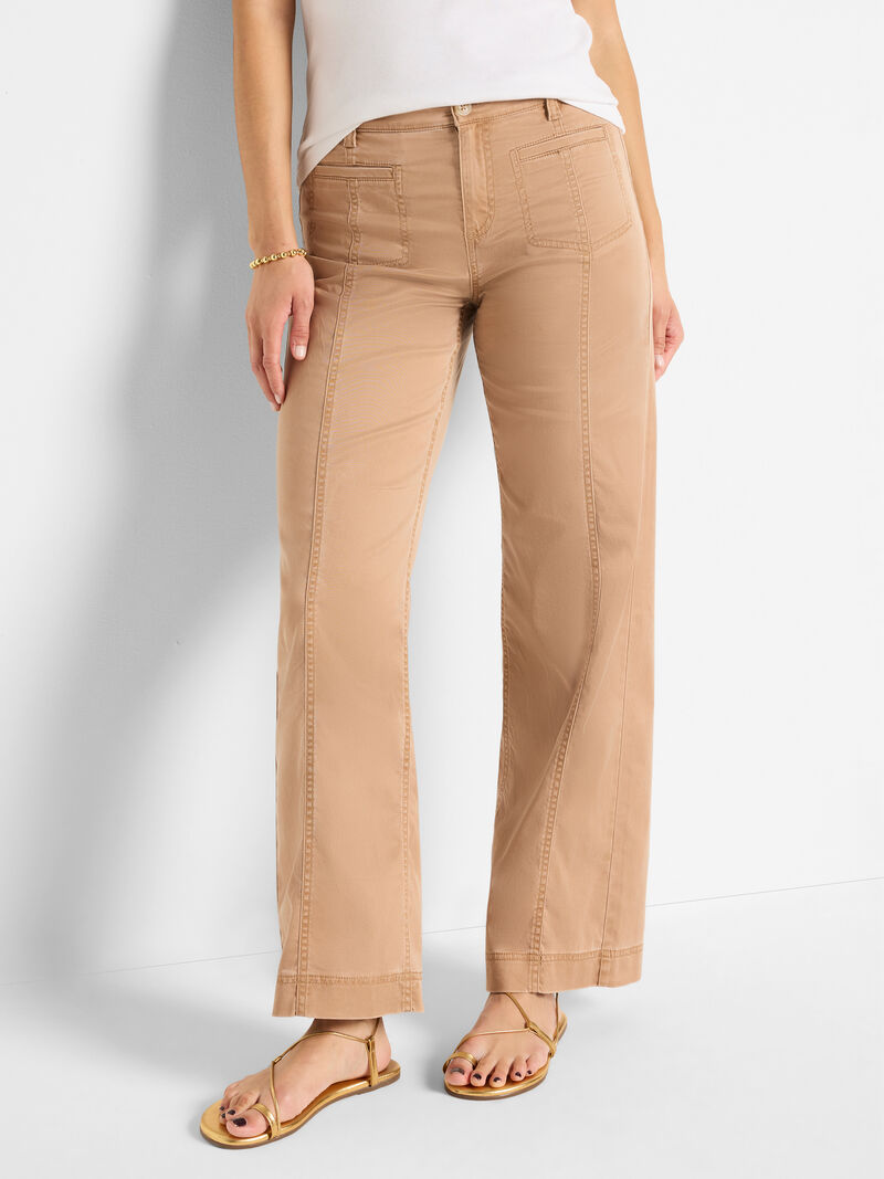 Cotton Sateen Wide Leg Pant