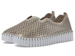 Tulip Platform 0023 Silver Perforated Tennis Shoe