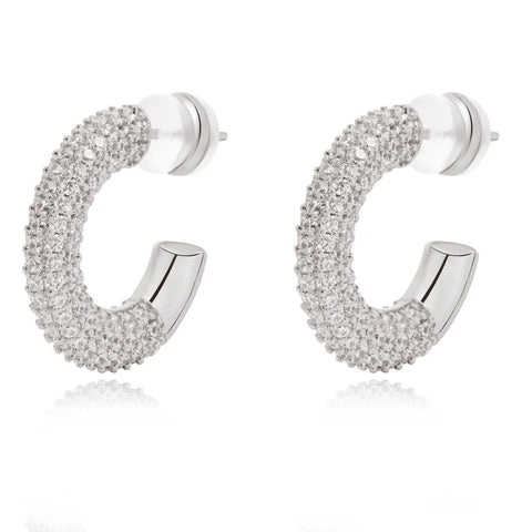 Demi Pave Hoop Silver