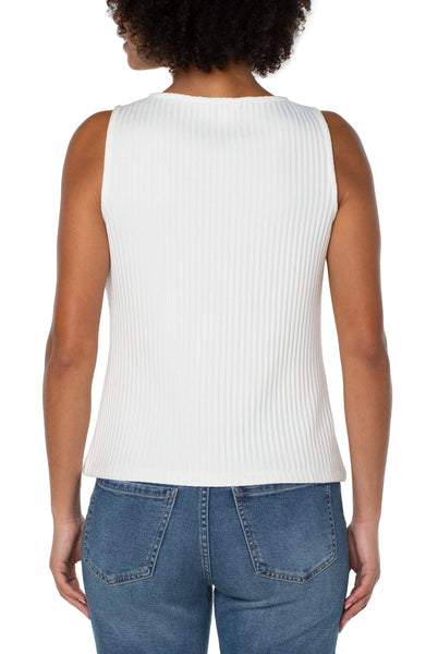 Sleeveless Boat Neck Rib Top