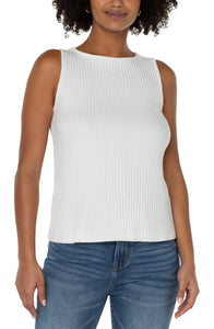 Sleeveless Boat Neck Rib Top