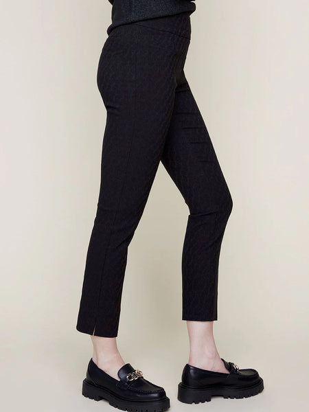 Textured Cigarette Ankle Pant - Black