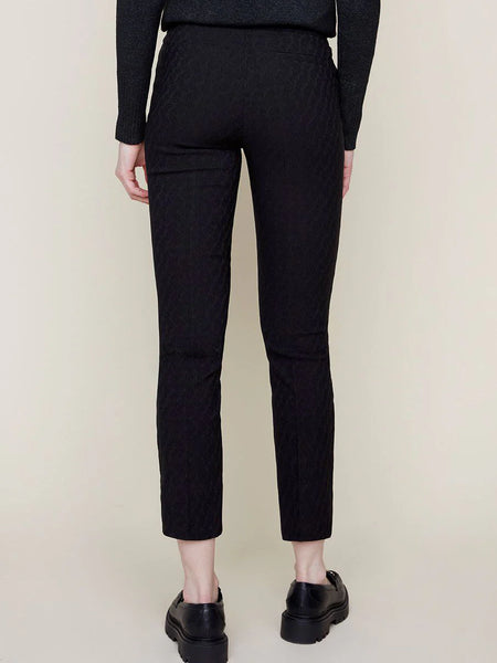 Textured Cigarette Ankle Pant - Black