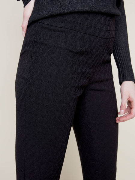 Textured Cigarette Ankle Pant - Black