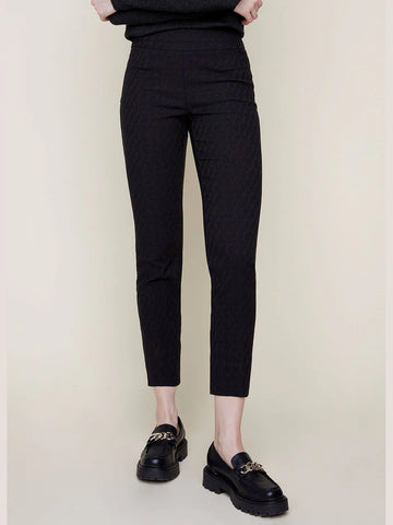 Textured Cigarette Ankle Pant - Black