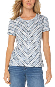 Short Sleeve Knit Top with Miter