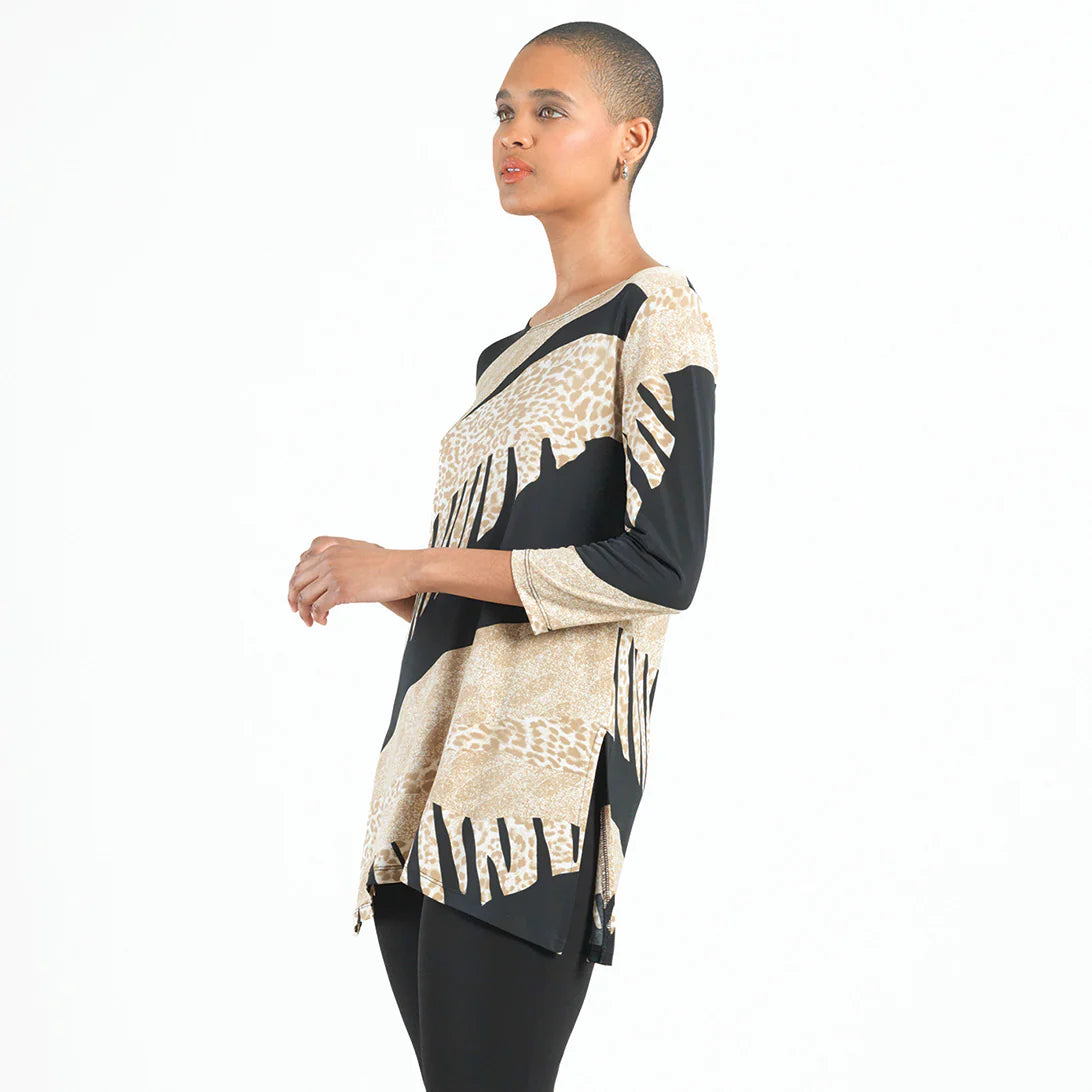 Side Vent Kerchief Hem Tunic