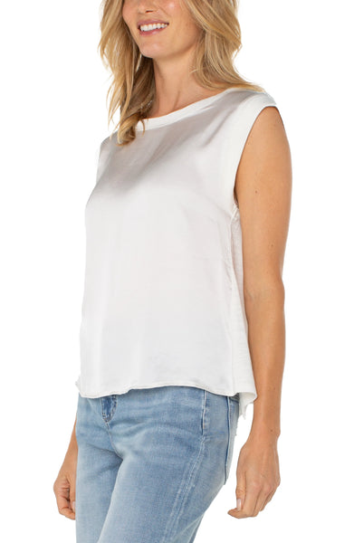 Sleeveless Woven to Knit Top